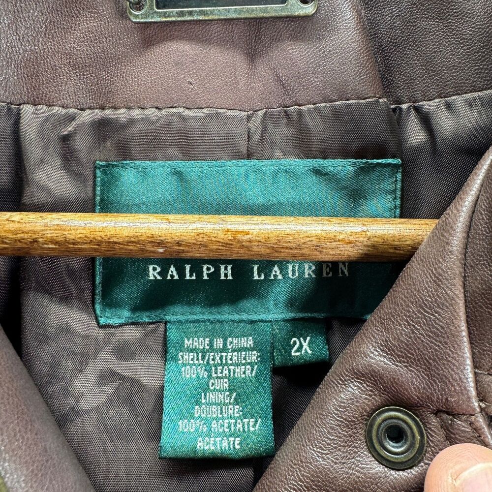 Lauren Ralph Lauren Brown Leather Jacket Women's Size 2X - Picture 5 of 12